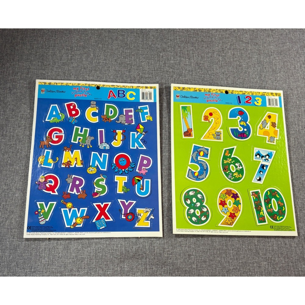 Golden Books My First Frame Tray Puzzle ABC & 123 Set 1999 Preschool Learning